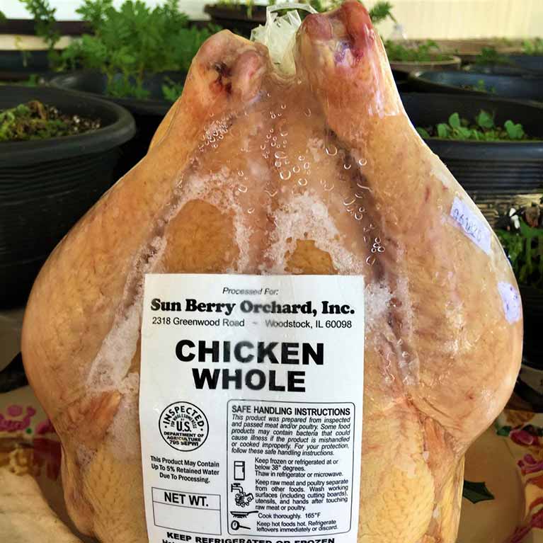 Frozen whole chicken from Sun Berry Orchard