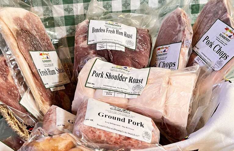 Assorted packaged pork cuts from Sunberry Farms
