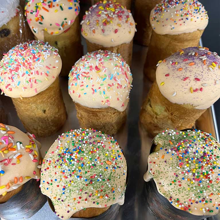 Colorful cupcakes with frosting and sprinkles