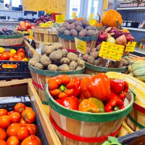 Fresh vegetables displayed at a local market