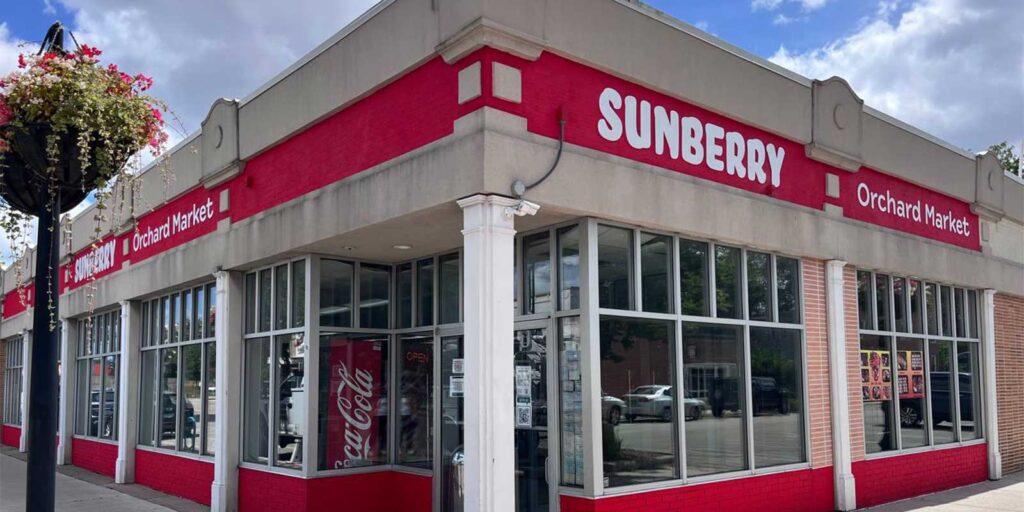 Sunberry Orchard Market storefront on a sunny day